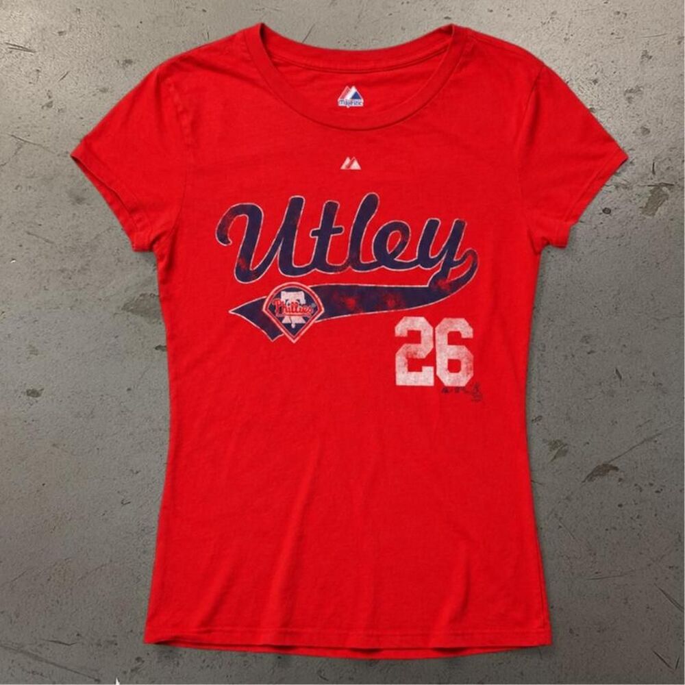 Vintage Womens Majestic Chase Utley Phillies Top SZ XL
